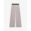 Reiss Womens Grey Elsie Elasticated-waist Wide-leg Satin Trousers