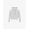Reiss Womens Evie Button-up Wool And Cashmere-blend Hoody Grey In Gray
