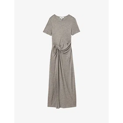 Reiss Womens  Hadley Twist-detail Jersey Midi Dress In Grey