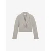 Reiss Womens Harper Cropped Wool-blend Blazer Grey In Grey