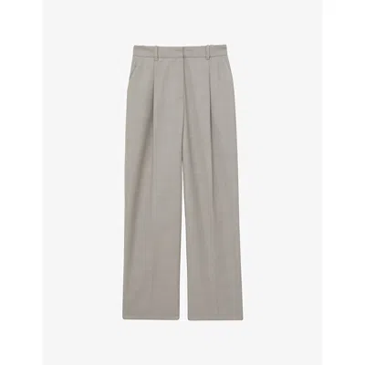 Reiss Womens Harper Wide-leg Wool-blend Trousers Grey