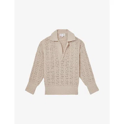 REISS WOMENS GREY REISS X LES 100 CIELS HUNTER BOUCLÉ KNITTED JUMPER XS