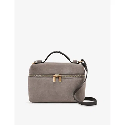 Reiss Womens Grey Ines Vanity Suede Cross-body Bag In Purple