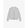 Reiss Womens Abigail V-neck Wool-blend Cardigan Grey Ivory In Grey Ivory