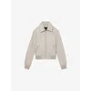Reiss Womens Jasmine Leather Bomber Jacket Grey In Grey