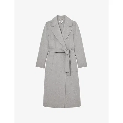 Reiss Womens Grey Lucia Double-breasted Regular-fit Wool-blend Coat In Multi