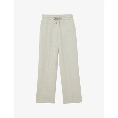 Reiss Womens Grey Marl Jemma Wide-leg Stretch-jersey Jogging Bottoms In Gray