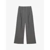Reiss Womens Grey Poppie Wide-leg Stretch-woven Trousers In Gray