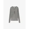 Reiss Grey Ribbed Sleeve Jumper In Grey