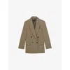 Reiss Womens  X Atelier Lina Double-breasted Woven Suit Jacket Grey