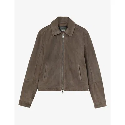 Reiss Womens Grey Sorena Suede Jacket In Brown