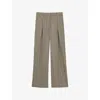 Reiss Tallulah Pinstripe Pleat Front Wide Leg Stretch Wool Pants In Grey