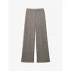 Reiss Grey Petite Textured Wool Blend Wide Leg Suit Trousers In Grey