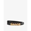 Reiss Black Thin Leather Chain Detail Belt In Black
