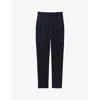 Reiss Womens Hallie Textured Slim-fit Wool-blend Trousers Navy In Navy