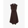Reiss Womens Burgundy Harlan Draped Stretch-jersey Midi Dress In Brown