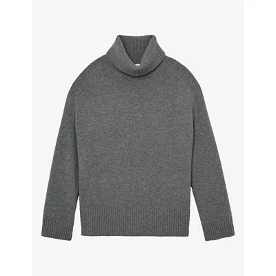 Reiss Womens Harriet Roll-neck Wool And Cashmere Jumper Grey Xs