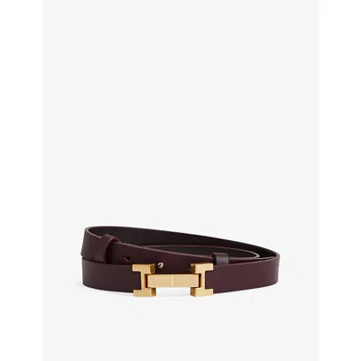 Reiss Womens Burgundy Hayley Leather Belt