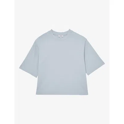Reiss Womens Ice Blue Lara Relaxed-fit Cotton T-shirt