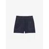 Reiss Womens Indigo Ashby Contrast-stitch Mid-rise Linen Shorts