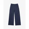 Reiss Womens Ashby Linen-blend Denim Trousers Indigo In Indigo