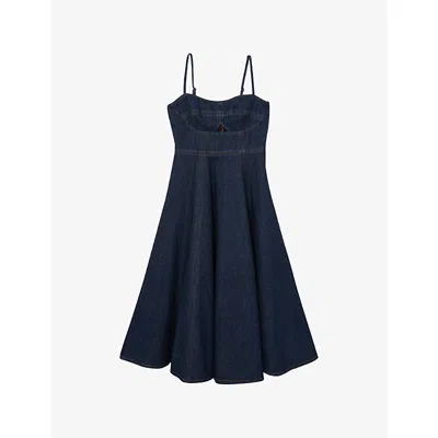 Reiss Womens Indigo Blue Emma Sleeveless Denim Midi Dress