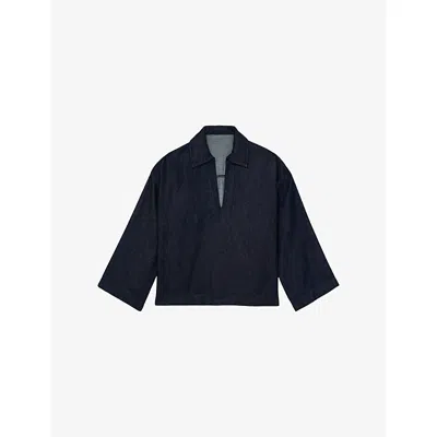 Reiss Womens Reed Relaxed-fit Denim Shirt Indigo