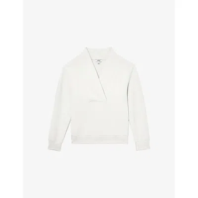 Reiss Womens Ivory Annabel Shawl-neck Long-sleeve Jersey Top In White