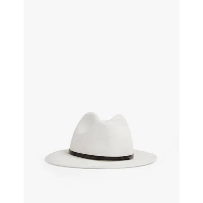 Reiss Womens Anne Wool-felt Fedora Hat Ivory