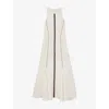 Reiss Womens Inaya Craft-stitch Linen-blend Midi Dress Ivory Black In Ivory Black