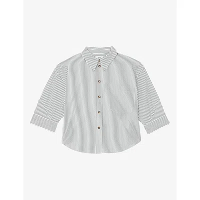 Reiss Womens Ivory Blue Saoirse Striped Cotton Shirt