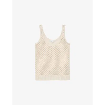 Reiss Womens Ivory Colette Knitted Linen Vest Xs In Neutral