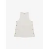 Reiss Womens Ivory Cosmo Round-neck Side-button Cotton-blend Top