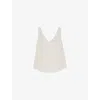 Reiss Womens Helena V-neck Relaxed-fit Cotton-blend Vest Ivory Cream
