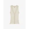 Reiss Womens Lanette Ribbed Craft-stitch Knitted Vest Top Ivory Ecru