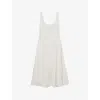 Reiss Womens Ivory Elise Floral-embroidered Linen Midi Dress In White