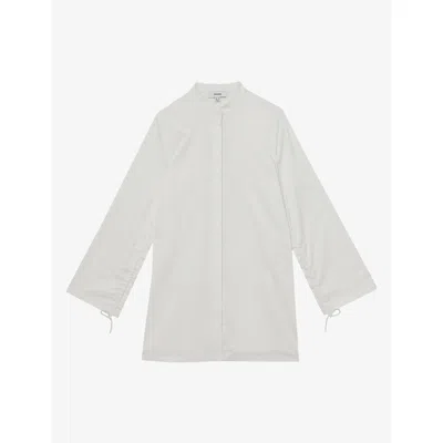 Reiss Womens Grazi Long-sleeved Stretch-cotton Mini Dress Ivory