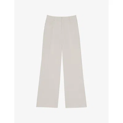 Reiss Womens Heather Tailored Woven Palazzo Wide-leg Trousers Ivory