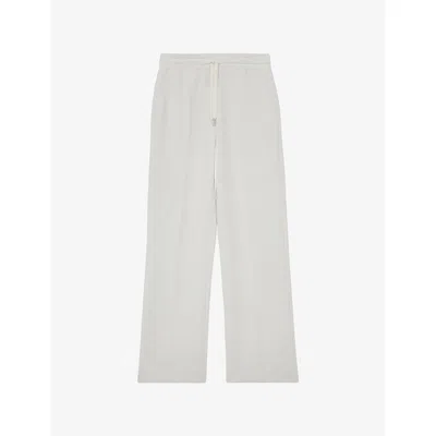 Reiss Womens Ivory Jemma Elasticated-waist Wide-leg Stretch-jersey Jogging Bottoms In Gray