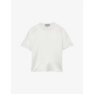 Reiss Womens Ivory Lena Short-sleeve Silk Top