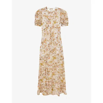 Reiss Womens Ivory Naia Floral-print Woven Maxi Dress In White