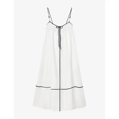 Reiss Womens Ivory Navy Isla Sleeveless Woven Maxi Dress In Multi