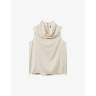 Reiss Womens  Manon Cowl-neck Relaxed-fit Stretch-woven Top In Ivory