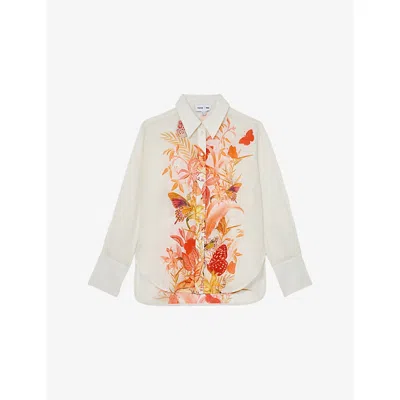 Reiss Womens Ivory  X New York Botanical Garden Cilia Ramie Shirt In Multi