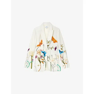 Reiss Womens Ivory  X New York Botanical Garden Frankie Woven Blazer In White
