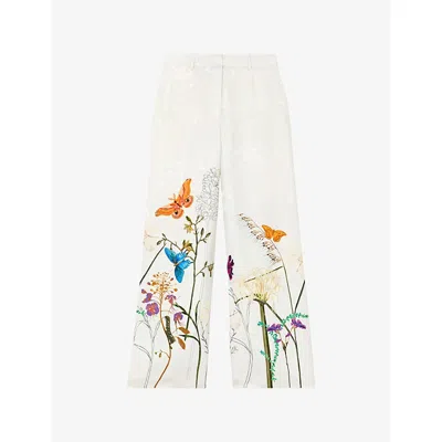 Reiss Womens Ivory  X New York Botanical Garden Frankie Woven Trousers In White