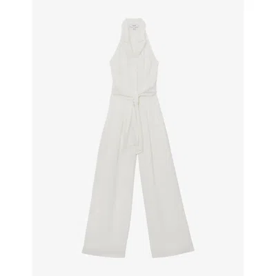 Reiss Womens Ivory Taya Tie-front Woven Jumpsuit In White