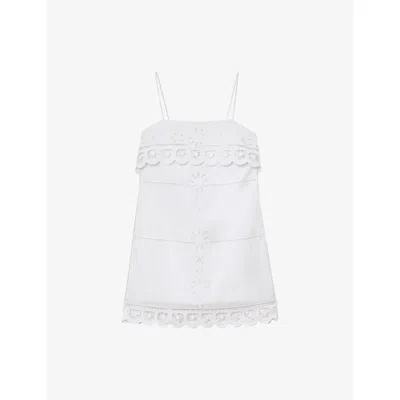 Reiss Womens Ivory Toni Cutwork-lace Cotton Mini Dress In White