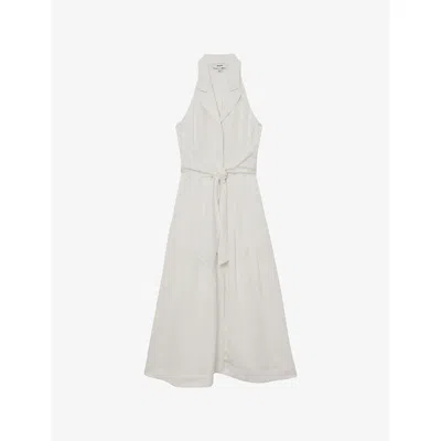 Reiss Womens Ivory Tor Halterneck Woven Midi Dress In White