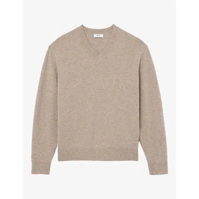 Reiss Womens Jenna V-neck Cashmere Jumper Neutral